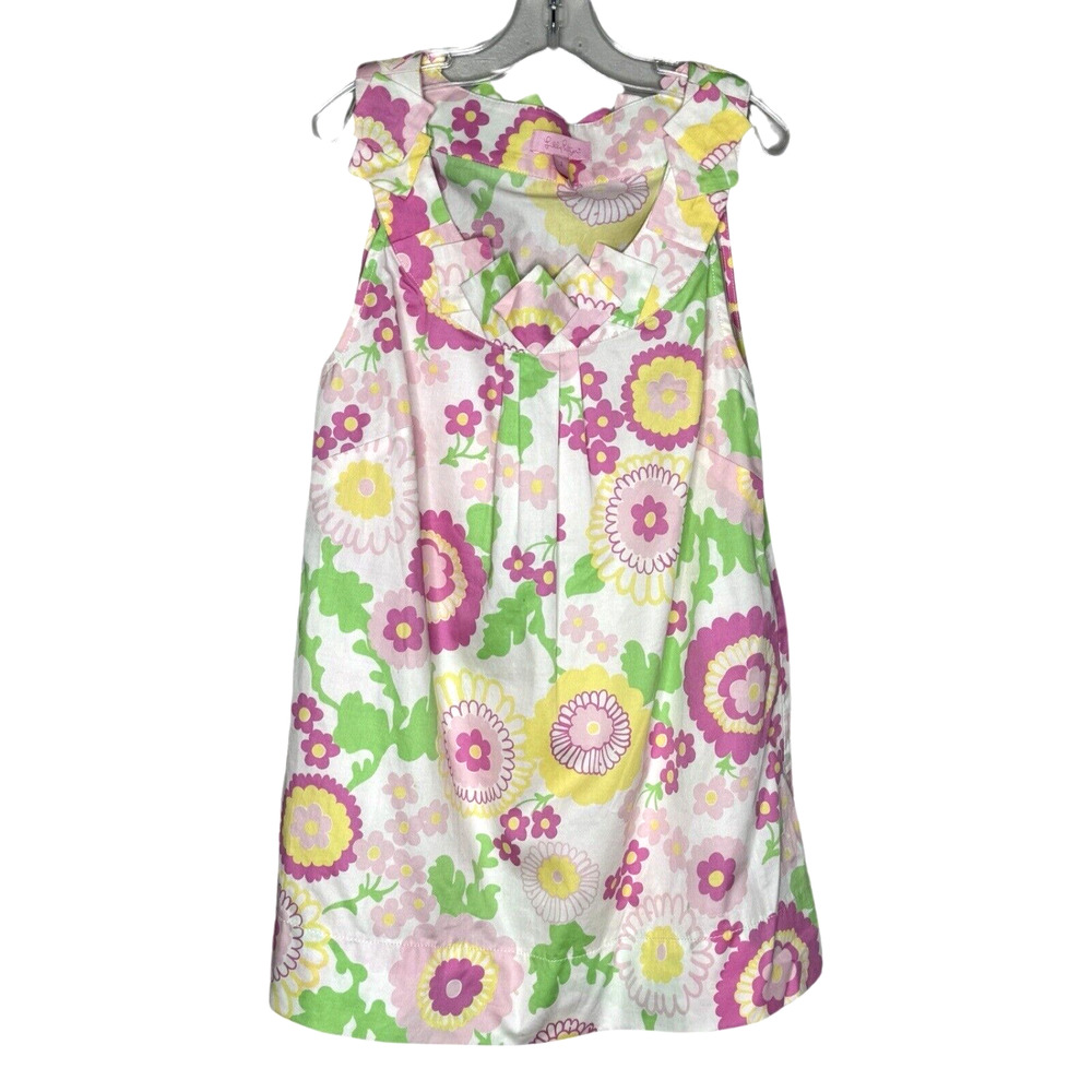 Lilly Pulitzer Dress Girls‎ 2 Pink Green Floral Flowers Shift Dress Summer Party